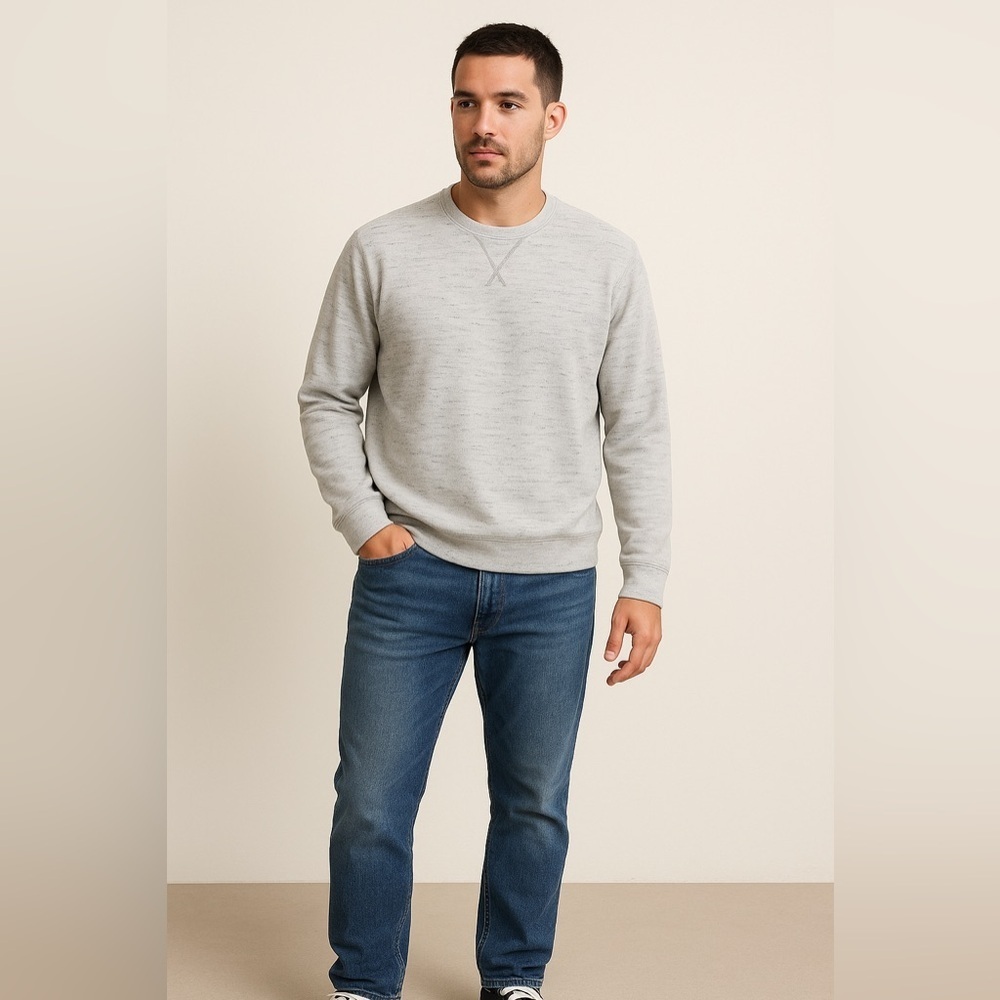 Haggar Men’s Heather Gray Long Sleeve Crewneck Sweatshirt Size XL